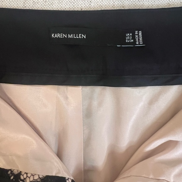 Karen Millen Lace Scalloped Shorts w/ Pockets | Size 2 | Black w/ Nude Underlay - Picture 8 of 9